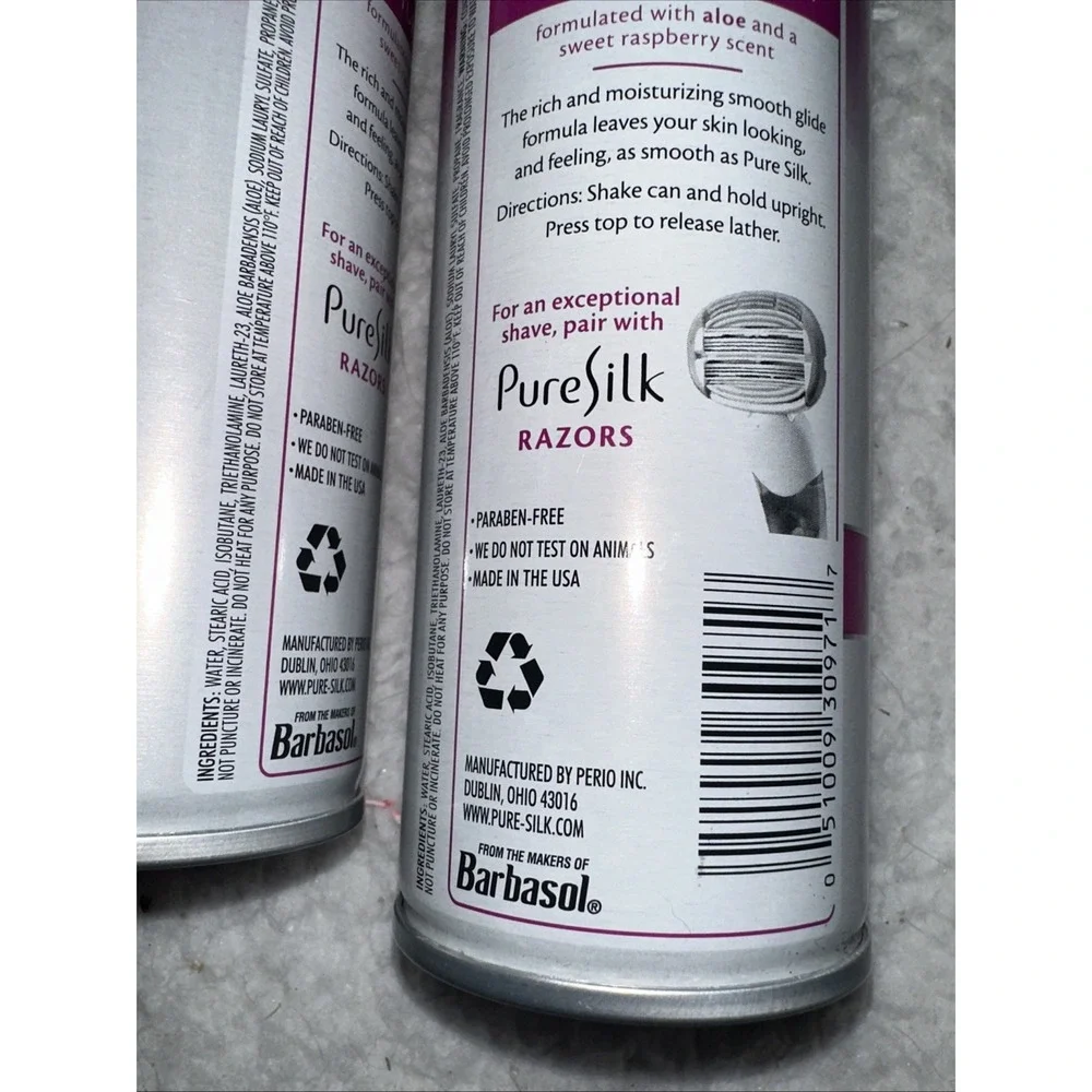 Pure Silk Shave Cream with Aloe, Raspberry Mist, 5 OZ Lot Of 2